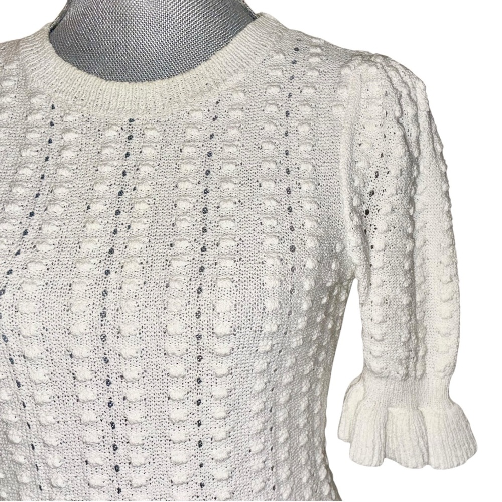 INC International Concepts Cream Knit Ruffle Hem Sweater - Picture 2 of 11
